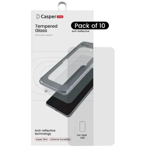 Casper Snap Tempered Glass For Samsung Galaxy S26 5G (10 Pack) (AR Clear)