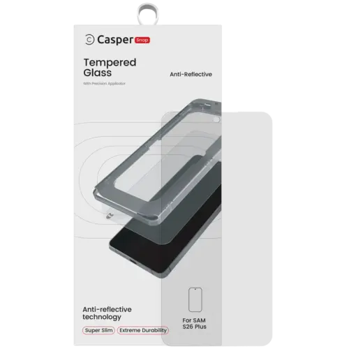 Casper Snap Tempered Glass Compatible For Samsung Galaxy S26 Plus 5G (Retail Pack) (AR Clear)