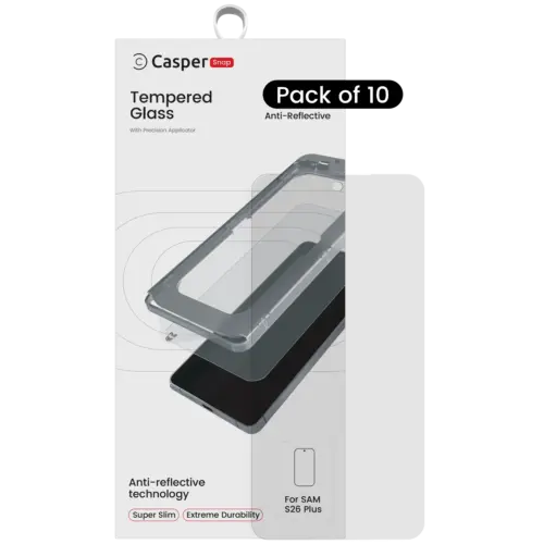 Casper Snap Tempered Glass For Samsung Galaxy S26 Plus 5G (10 Pack) (AR Clear)
