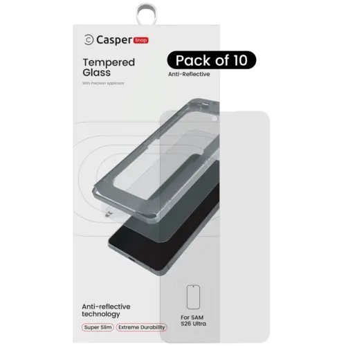 Casper Snap Tempered Glass Compatible For Samsung Galaxy S26 Ultra 5G (10 Pack) (AR Clear)