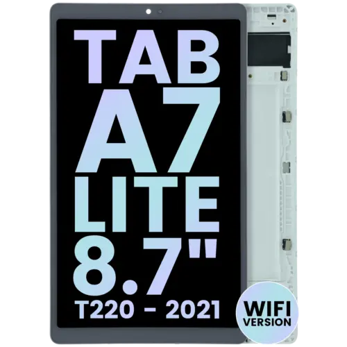 Écran LCD complet avec cadre compatible pour Samsung Galaxy Tab A7 Lite WiFi (T220) (Service Pack) (blanc)