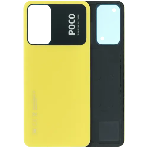Cache arrière verre sans lentille de caméra pour Xiaomi Poco M4 Pro 5G (d'origine) (jaune)