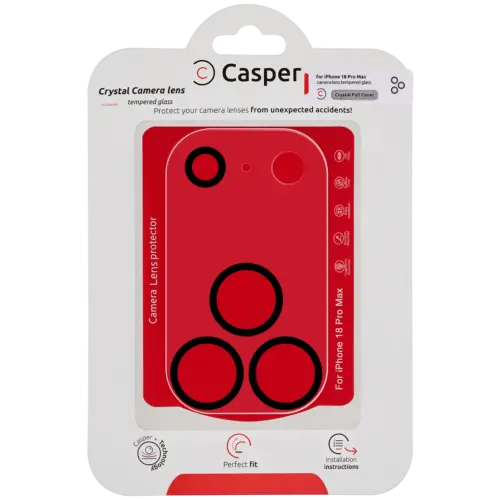 Casper Camera Lens Protector Compatible For iPhone 18 Pro Max (Crystal Full Cover) (Clear)