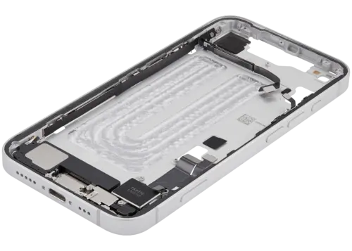 Mid-Frame Housing W/ Charging Port Flex & Small Parts For iPhone 16e / 17e (EU / Global Version) (Used OEM Pull: Grade B) (White) – Image 3