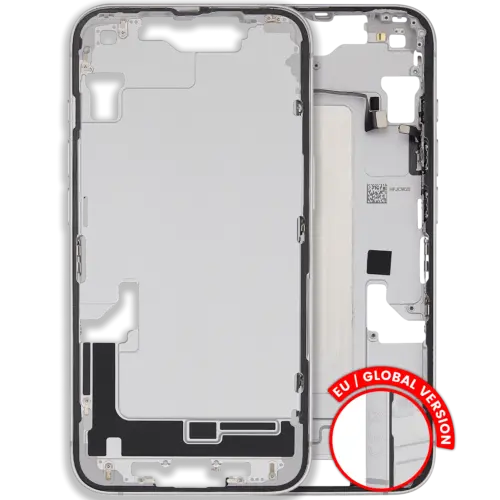 Mid-cadre châssis W/ Small Parts pour iPhone 16e / 17e (EU / Global Version) (Used OEM Pull: Grade B) (blanc)