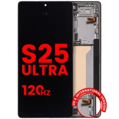 Bloc écran OLED avec cadre pour Samsung Galaxy S25 Ultra 5G (US & International) (Aftermarket Pro) (120Hz) (Titanium Jet Black)
