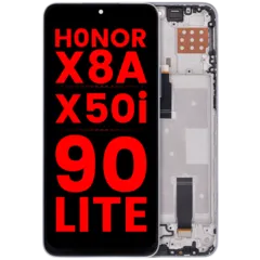 LCD Assembly With Frame For Honor X8A / X50i / 90 Lite (Aftermarket Plus) (Titanium Silver)