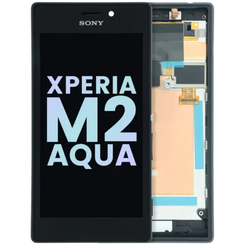 LCD Assembly With Frame for Sony Xperia M2 Aqua (Genuine) (Black)