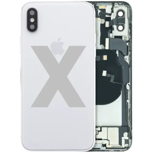 Back Housing W/ Charging Port Flex and Small Components Pre-Installed For iPhone X (Used OEM Pull: Grade A) (Silver)