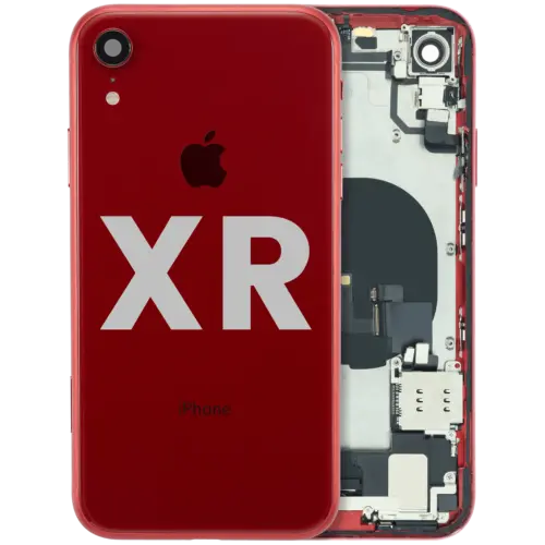 Back Housing W/ Charging Port Flex and Small Components Pre-Installed For iPhone XR (Used OEM Pull: Grade C) (Red)
