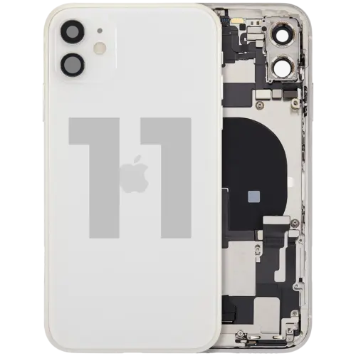 Back Housing W/ Charging Port Flex & Small Parts For iPhone 11 (Used OEM Pull: Grade A) (White)