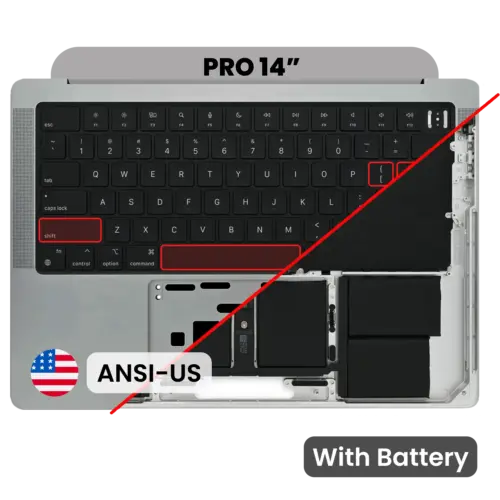 Top Case with Battery and Keyboard (ANSI US) For MacBook Pro 14" A2442 (2021) / A2779 (2023) (Genuine OEM) (Space Gray)