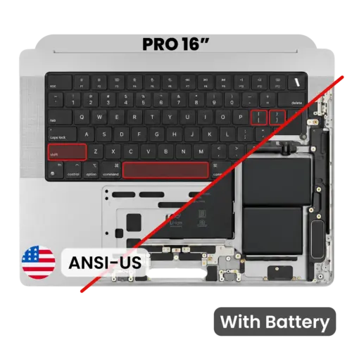 Top Case with Battery and Keyboard (ANSI US) For MacBook Pro 16" A3403 (2024) (Genuine OEM) (Silver)