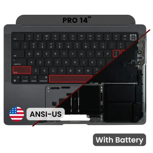 Top case avec batterie et clavier (ANSI US) pour MacBook Pro 14" A3185 (2024) (Genuine OEM) (Space Black)