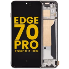 Bloc écran OLED avec cadre pour Motorola Edge 70 Pro (XT2607-1/-2 / 2026) (reconditionné) (Lily White)