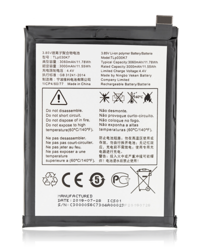 De remplacement batterie pour BlackBerry Motion / Alcatel 3V (5032 / 2019) (TLP038B1) – Image 7
