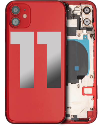 Back Housing W/ Small Components Pre-Installed For iPhone 11 (Used OEM Pull: Grade A) (Red)