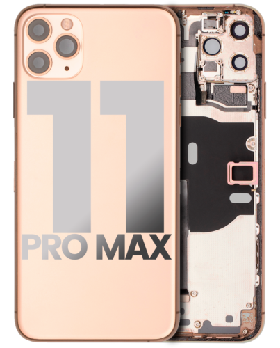 Back Housing W/ Small Components Pre-Installed For iPhone 11 Pro Max (Used OEM Pull: Grade B) (Gold)
