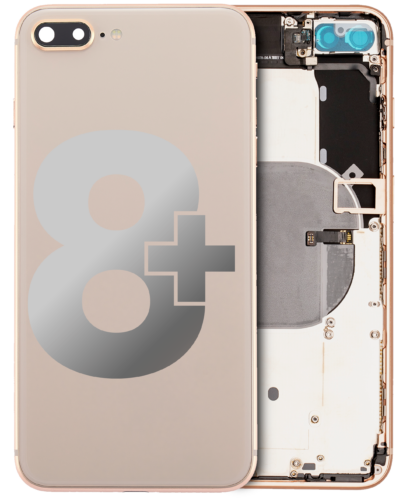 Back Housing W/ Small Components Pre-Installed For iPhone 8 Plus (Used OEM Pull: Grade C) (Gold)