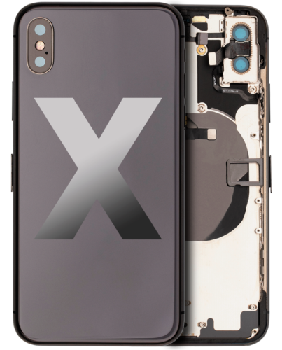 Coque arrière avec petits composants préinstallés pour iPhone X (Pièce d'origine d'occasion : Grade C) (Gris sidéral)