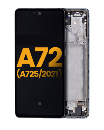 OLED Assembly With Frame For Samsung Galaxy A72 (A725 / 2021) (Refurbished) (Awesome Black)