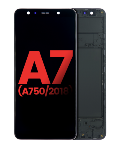 Écran OLED avec cadre pour Samsung Galaxy A7 (A750 / 2018) (Pièce de rechange Plus) (Noir)