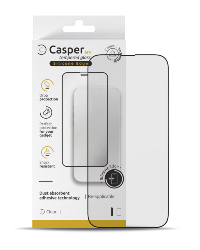 Casper Pro Silicone Tempered Glass For iPhone 15 Pro (Retail Pack) (Clear) – Image 3