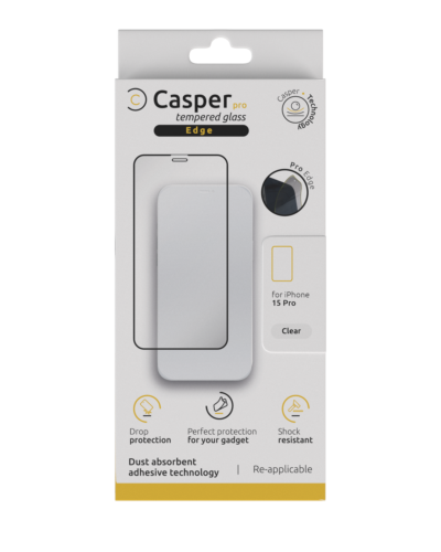 Verre trempé Casper Pro Edge pour iPhone 15 Pro Max (emballage de vente au détail) (transparent) – Image 3