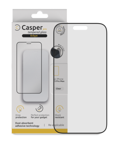 Verre trempé Casper Pro Edge pour iPhone 15 Pro Max (emballage de vente au détail) (transparent) – Image 4