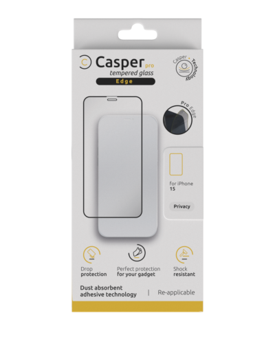Verre trempé Casper Pro Edge pour iPhone 15/16 (emballage de vente au détail) (Confidentialité) – Image 4