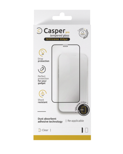 Casper Pro Silicone Tempered Glass For iPhone 15 / 16 (Retail Pack) (Clear) – Image 3