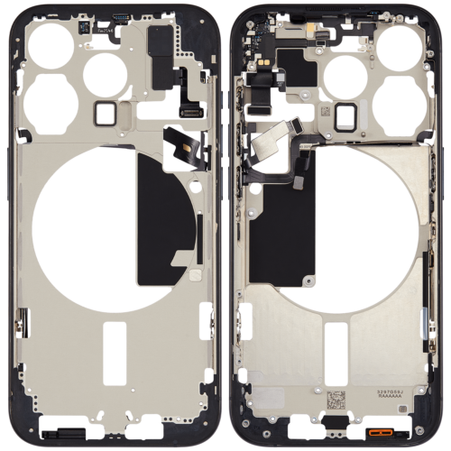Boîtier intermédiaire avec petites pièces pour iPhone 15 Pro (version US) (Pièce d'origine d'occasion: Grade A) (Bleu titane) – Image 2