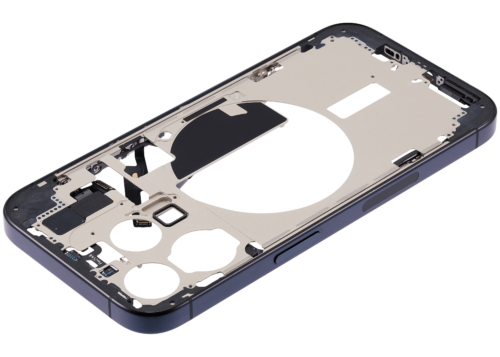 Boîtier intermédiaire avec petites pièces pour iPhone 15 Pro (version US) (Pièce d'origine d'occasion: Grade A) (Bleu titane) – Image 5