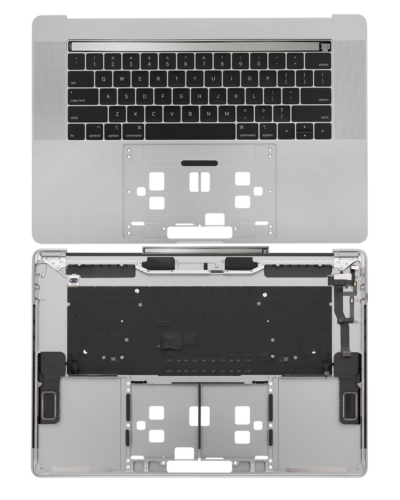 Top case avec clavier (ANSI US) pour MacBook Pro 15" A1990 (2018-2019) (Used OEM Pull: Grade B/C) (argent) – Image 3