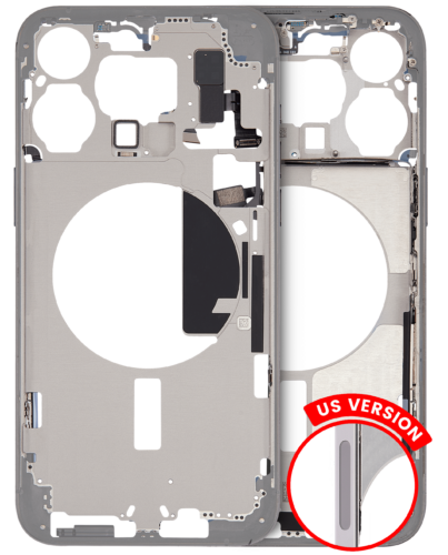 Mid-Frame Housing W/ Small Parts For iPhone 15 Pro Max (US Version) (Used OEM Pull: Grade A) (White Titanium) – Image 2