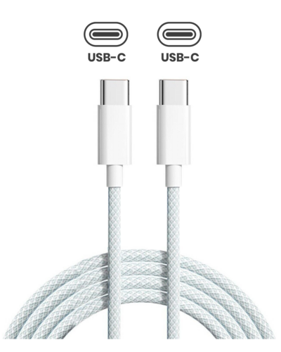 USB-C to C Braided Cable For iPhone / iPad (1 m / 3 ft) (OEM Grade New) (Bulk Packaging)