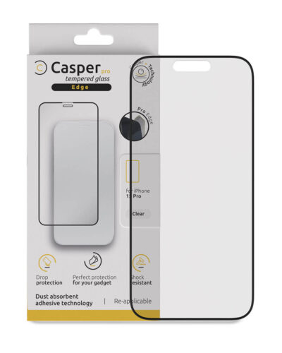 Casper Pro Edge Tempered Glass For iPhone 15 Pro (Retail Pack) (Clear)