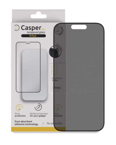 Casper Pro Edge Tempered Glass For iPhone 15 Pro (Retail Pack) (Privacy)