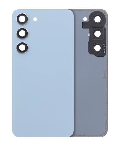 Cache arrière verre avec lentille de caméra pour Samsung Galaxy S23 5G (No Logo) (compatible qualité supérieure) (bleu)