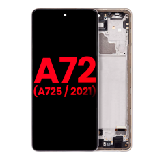 OLED Assembly With Frame For Samsung Galaxy A72 (A725 / 2021) (Aftermarket Plus) (Awesome White)