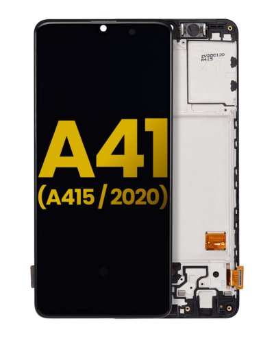 Écran OLED avec cadre pour Samsung Galaxy A41 (A415 / 2020) (Remis à neuf) (Noir Prism Crush)