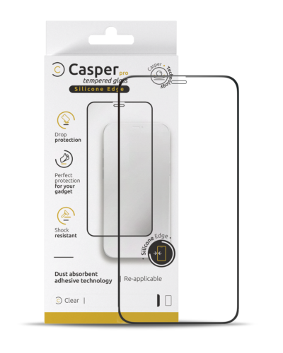 Verre trempé en silicone Casper Pro pour iPhone 12 Pro Max (emballage de vente au détail) (transparent)