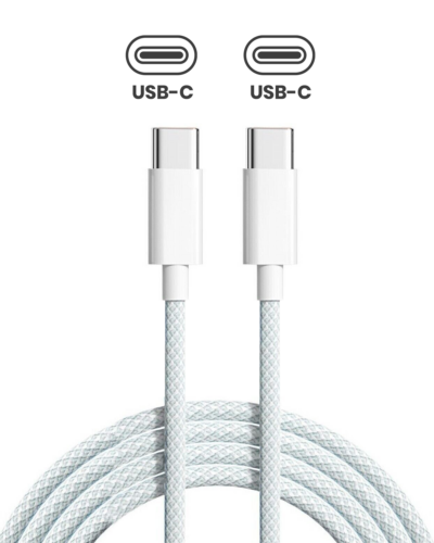 USB-C to C Braided Cable For iPhone / iPad (1 m / 3 ft) ( OEM Grade A) (Bulk Packaging)