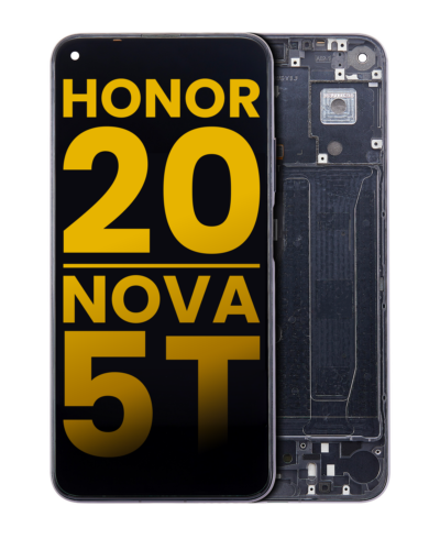 Écran LCD avec cadre pour Huawei Honor 20 / Nova 5T (reconditionné) (noir minuit)