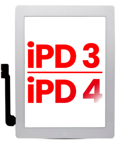 Vitre tactile (digitizer) pour iPad 3 / iPad 4 (Home Button Pre-Installed For iPad 4) (compatible qualité supérieure) (blanc)