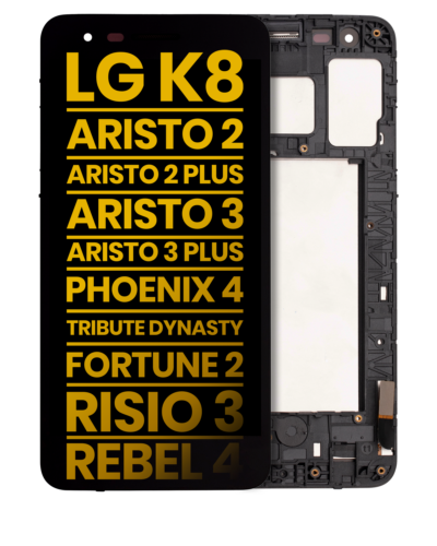 Écran LCD avec cadre pour LG K8 (X210 / 2018) / Aristo 2 / Aristo 2 Plus / Aristo 3 / Aristo 3 Plus / Phoenix 4 / Tribute Dynasty / Empire / Fortune 2 / Risio 3 / Rebel 4 (Remis à neuf) (Noir)