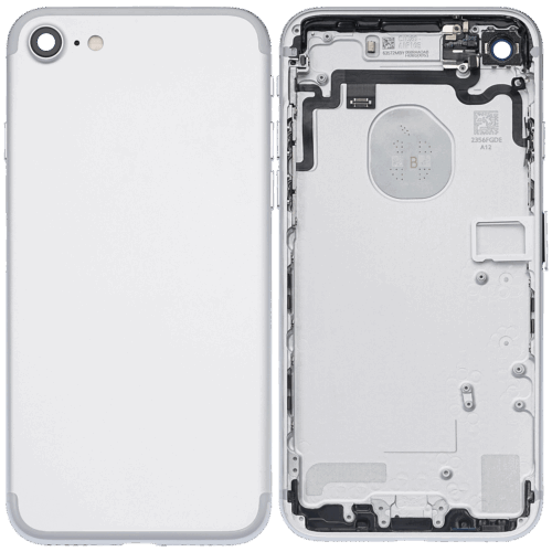 Back Housing W/ Small Components Pre-Installed For iPhone 7 (Used OEM Pull: Grade A) (Silver) – Image 2
