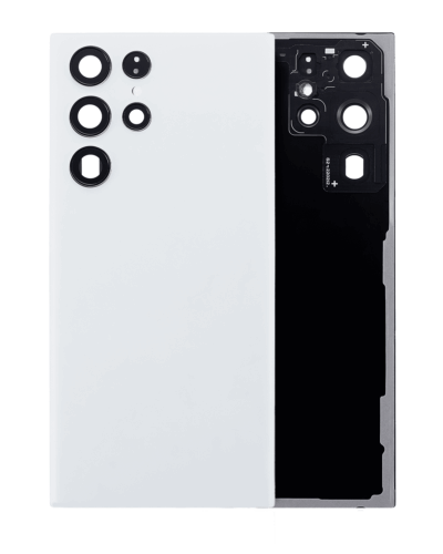 Cache arrière verre avec lentille de caméra pour Samsung Galaxy S22 Ultra 5G (No Logo) (compatible qualité supérieure) (blanc)