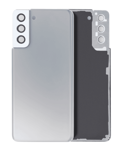 Cache arrière verre avec lentille de caméra pour Samsung Galaxy S21 Plus (No Logo) (compatible qualité supérieure) (Phantom Silver)