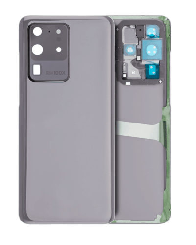 Coque arrière en verre avec objectif pour Samsung Galaxy S20 Ultra 5G (sans logo) (Adaptable) (Gris cosmique)